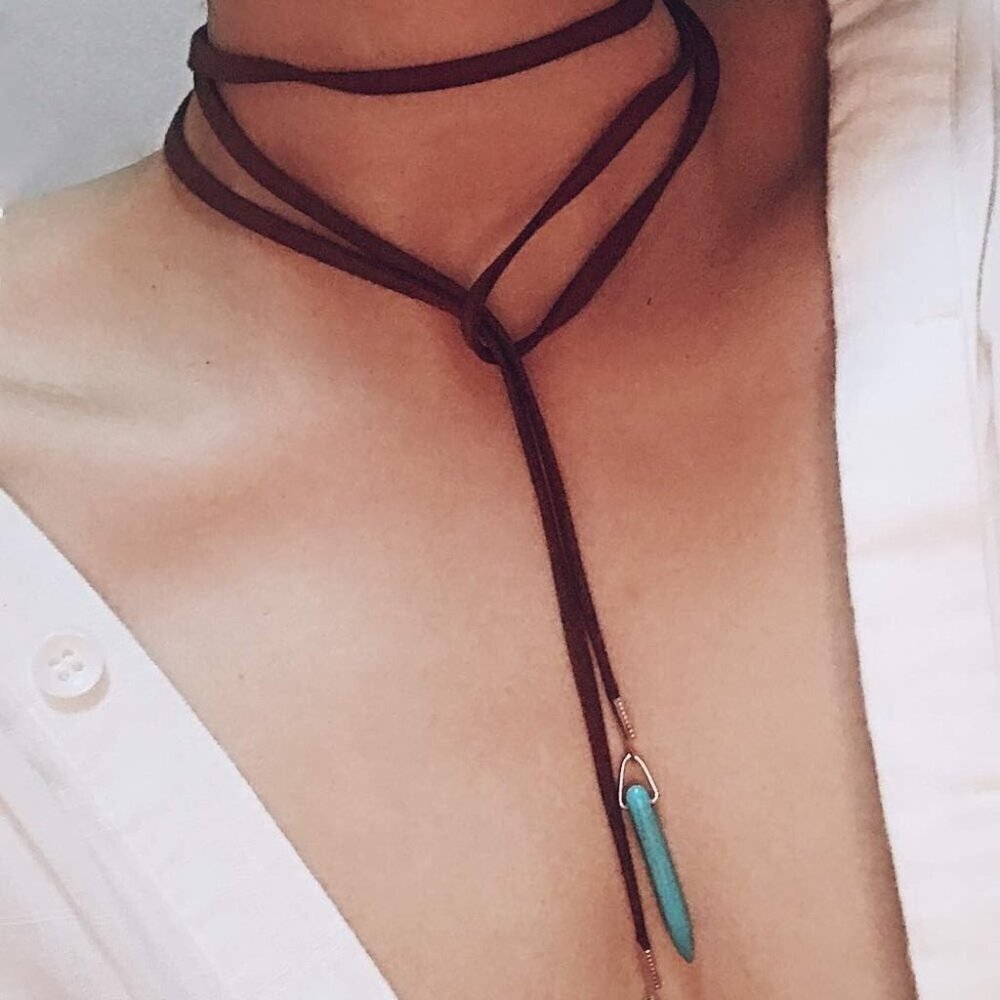 Handcrafted Bohemian Choker Necklace with Elegant Turquoise – Fashion Must-Have